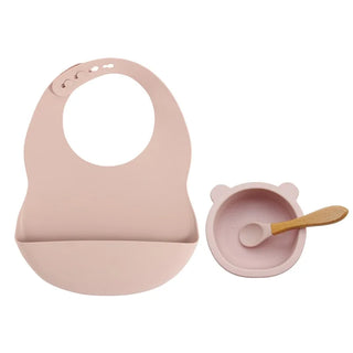 Colorful Silicone Feeding Set for Babies: Bib, Plate, Bowl, and Spoon