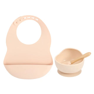 Colorful Silicone Feeding Set for Babies: Bib, Plate, Bowl, and Spoon